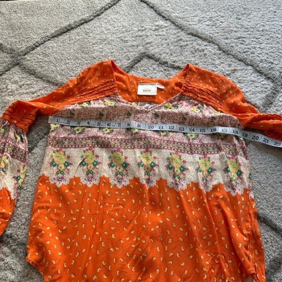 Maeve Anthropologie Ceresco Peasant top floral blouse orange boho XS - Picture 4 of 7